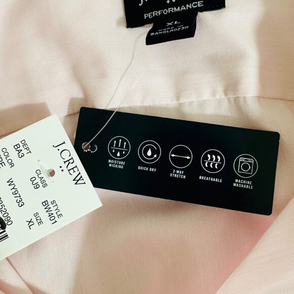 J. Crew Factory Men's Size XL Performance Slim Pale Pink Shirt NEW BW401 - Picture 5 of 5